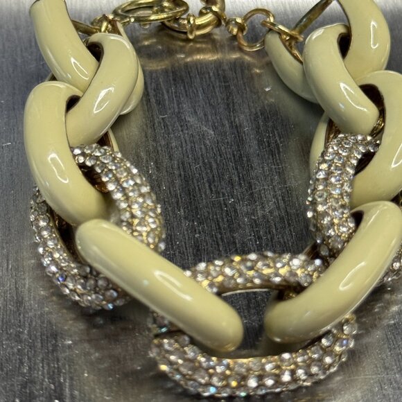 Early 2000s Bold Glam Bracelet | Chunky Gold Link Rhinestone Statement Piece Y2K - Picture 7 of 8